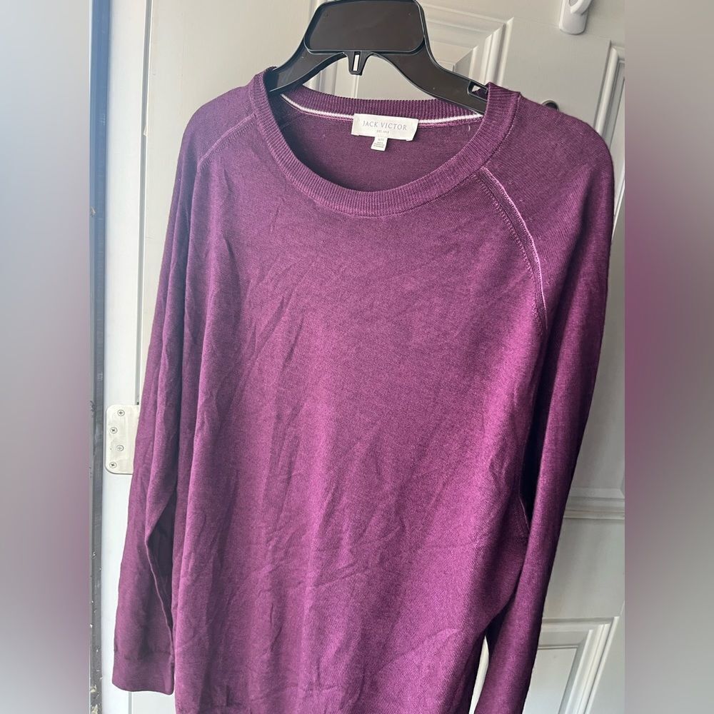 Jack Victor Plum Murray Virgin Wool Long Sleeve Crewneck Sweater Men’s XL New - Picture 6 of 10